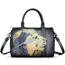 Load image into Gallery viewer, Genuine Leather Satchel for Women Hand Painted Leather Handbag Top Handle Bags Handmade Purse Crossbody Tote Bag