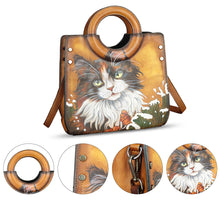 Load image into Gallery viewer, Genuine Leather Tote Bag for Women Hand Painted Leather Shoulder Handbag Handmade Purse Crossbody Work Tote Casual Purse