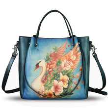 Load image into Gallery viewer, Genuine Leather Handbag Satchel for Women Hand Painted Shoulder Bag Handmade Work Tote Casual Crossbody Purse