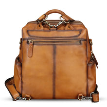 Load image into Gallery viewer, Genuine Leather Backpack for Women Hand Painted Knapsack Purse Handmade Rucksack Casual College Bag Convertible Daypack