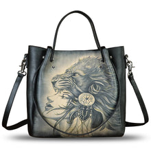 Load image into Gallery viewer, Genuine Leather Handbag Satchel for Women Hand Painted Shoulder Bag Handmade Work Tote Casual Crossbody Purse