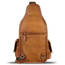 Load image into Gallery viewer, Genuine Leather Silng Bag for Men and Women Vintage Leather Sling Backpack Chest Purse Crossbody Bag