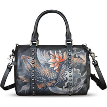 Load image into Gallery viewer, Genuine Leather Satchel for Women Hand Painted Leather Handbag Top Handle Bags Handmade Purse Crossbody Tote Bag