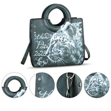 Load image into Gallery viewer, Genuine Leather Tote Bag for Women Hand Painted Leather Shoulder Handbag Handmade Purse Crossbody Work Tote Casual Purse