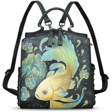 Load image into Gallery viewer, Genuine Leather Satchel for Women Hand Painted Purse Crossbody Handbag Top Handle Bags Handmade Convertible Backpack