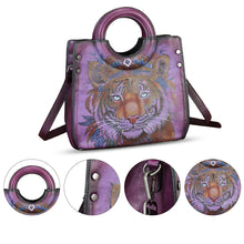 Load image into Gallery viewer, Genuine Leather Tote Bag for Women Hand Painted Leather Shoulder Handbag Handmade Purse Crossbody Work Tote Casual Purse