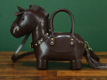 Load image into Gallery viewer, Genuine Leather Purses and Handbags for Women Unique Handmade Horse Shape Crossbody Shoulder Bag Vintage Satchel