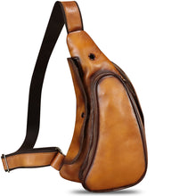 Load image into Gallery viewer, Genuine Leather Sling Bag Retro Crossbody Sling Backpack Handmade Chest Purse Daypack Cycling Fanny Pack Back Bag