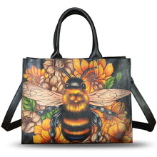 Load image into Gallery viewer, Genuine Leather Handbag for Women Hand Painted Leather Top Handle Bag Handmade Crossbody Purse Work Tote