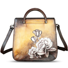 Load image into Gallery viewer, Genuine Leather Satchel for Women Hand Painted Leather Handbag Top Handle Bags Handmade Purse Crossbody Bag Purse