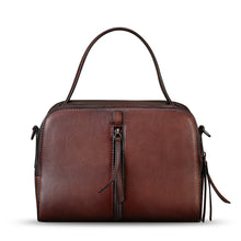 Load image into Gallery viewer, Genuine Leather Satchel for Women Hand Painted Leather Top Handle Handbag Handmade Crossbody Satchel Purse Tote Bag