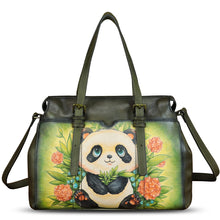 Load image into Gallery viewer, Genuine Leather Satchel for Women Hand Painted Pattern Handbag Top Handle Bags Handmade Crossbody Purse Work Tote