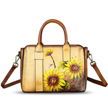 Load image into Gallery viewer, Genuine Leather Satchel for Women Hand Painted Leather Handbag Top Handle Bags Handmade Purse Crossbody Bag