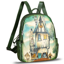Load image into Gallery viewer, Genuine Leather Backpack for Women Hand Painted Rivet Knapsack Purse Handmade Rucksack Casual Daypack