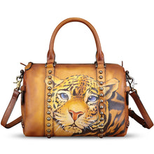 Load image into Gallery viewer, Genuine Leather Satchel for Women Hand Painted Leather Handbag Top Handle Bags Handmade Purse Crossbody Tote Bag