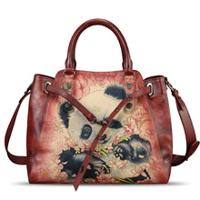 Load image into Gallery viewer, Genuine Leather Handbag Satchel for Women Hand Painted Handmade Crossbody Work Tote Bag Casual Shoulder Purses