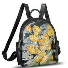 Load image into Gallery viewer, Genuine Leather Backpack for Women Hand Painted Knapsack Purse Handmade Rucksack Casual Daypack