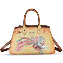 Load image into Gallery viewer, Genuine Leather Satchel for Women Hand Painted Leather Handbag Top Handle Bags Handmade Crossbody Purse Work Tote