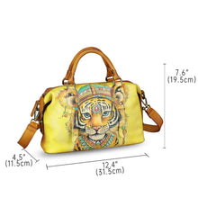 Load image into Gallery viewer, Genuine Leather Satchel for Women Hand Painted Handbag Top Handle Bags Handmade Purse Crossbody Tote Bag