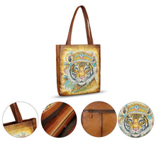 Load image into Gallery viewer, Genuine Leather Shoulder Bag for Women Hand Painted Leather Handbag Handmade Work Tote Bag Casual Shoulder Purse