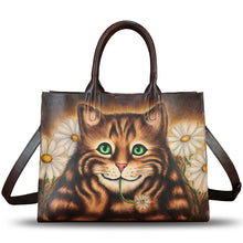 Load image into Gallery viewer, Genuine Leather Handbag for Women Hand Painted Leather Top Handle Bag Handmade Crossbody Purse Work Tote