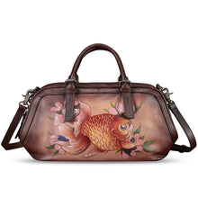 Load image into Gallery viewer, Genuine Leather Satchel for Women Hand Painted Leather Handbag Top Handle Bags Handmade Crossbody Purse Tote Bag