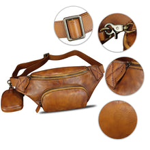 Load image into Gallery viewer, Genuine Leather Fanny Pack for Women and Men Vintage Real Leather Sling Bag Crossbody Bag Fashion Waist Bag Chest Purse