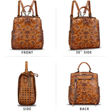 Load image into Gallery viewer, Genuine Leather Satchel for Women Purse Convertible Backpack Embossed Leather Crossbody Handbag Top Handle Bag