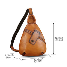 Load image into Gallery viewer, Genuine Leather Sling Bag for Men and Women Classical Real Leather Sling Backpack Purse Crossbody Bag for iPad Pro 11 inch