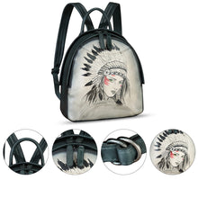 Load image into Gallery viewer, Genuine Leather Backpack for Women Hand Painted Purse Retro Leather Handmade College Knapsack Rucksack Casual Daypack