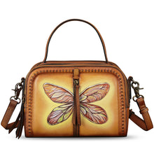 Load image into Gallery viewer, Genuine Leather Satchel for Women Hand Painted Leather Top Handle Handbag Handmade Crossbody Satchel Purse Tote Bag