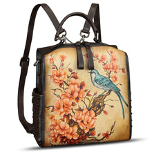 Load image into Gallery viewer, Genuine Leather Satchel for Women Hand Painted Purse Crossbody Handbag Top Handle Bags Handmade Convertible Backpack