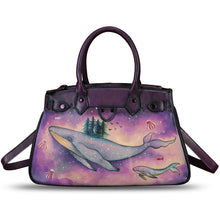 Load image into Gallery viewer, Genuine Leather Satchel for Women Hand Painted Leather Handbag Top Handle Bags Handmade Crossbody Purse Work Tote