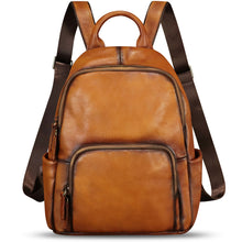Load image into Gallery viewer, Genuine Leather Fashion Backpack for Women Vintage Satchel Soft Real Leather Knapsack Purse Rucksack Daypack Ba