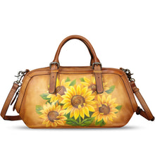 Load image into Gallery viewer, Genuine Leather Satchel for Women Hand Painted Leather Handbag Top Handle Bags Handmade Crossbody Purse Tote Bag