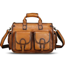 Load image into Gallery viewer, Genuine Leather Messenger Bag and Briefcase Purse for Men Real Leather Shoulder Bag Top Handle Satchel Purse for Laptop Strap