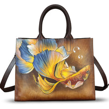 Load image into Gallery viewer, Genuine Leather Handbag for Women Hand Painted Leather Top Handle Bag Handmade Crossbody Purse Work Tote