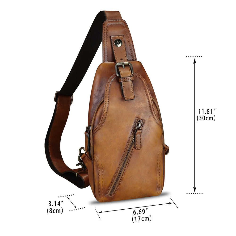 Genuine Leather Sling Bag Multifunction Crossbody Hiking  display picture 2