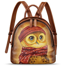 Load image into Gallery viewer, Genuine Leather Backpack for Women Hand Painted Purse Retro Leather Handmade College Knapsack Rucksack Casual Daypack