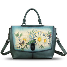 Load image into Gallery viewer, Genuine Leather Satchel for Women Hand Painted Handbag Top Handle Bags Handmade Purse Crossbody Tote Bag Purse