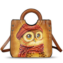 Load image into Gallery viewer, Genuine Leather Tote Bag for Women Hand Painted Leather Shoulder Handbag Handmade Purse Crossbody Work Tote Casual Purse