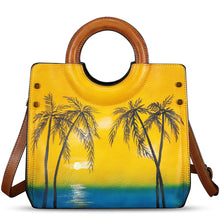 Load image into Gallery viewer, Genuine Leather Tote Bag for Women Hand Painted Leather Shoulder Handbag Handmade Purse Crossbody Work Tote Casual Purse