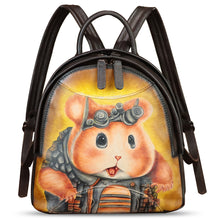 Load image into Gallery viewer, Genuine Leather Backpack for Women Hand Painted Purse Retro Leather Handmade College Knapsack Rucksack Casual Daypack