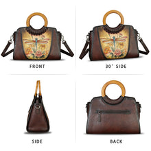 Load image into Gallery viewer, Genuine Leather Tote Bag for Women Hand Painted Shoulder Handbag Handmade Purse Crossbody Work Tote Casual Purse