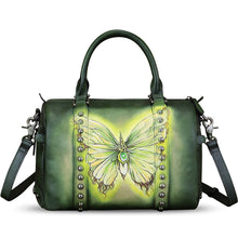Load image into Gallery viewer, Genuine Leather Satchel for Women Hand Painted Leather Handbag Top Handle Bags Handmade Purse Crossbody Tote Bag