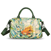 Load image into Gallery viewer, Genuine Leather Satchel for Women Hand Painted Handbag Top Handle Bags Handmade Purse Crossbody Tote Bag