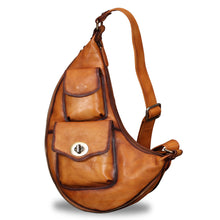 Load image into Gallery viewer, Genuine Leather Large Sling Bag for Men and Women Vintage Real Leather Sling Backpack Shoulder Crossbody Bag Chest Bag
