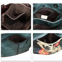 Load image into Gallery viewer, Genuine Leather Shoulder Bag for Women Hand Painted Leather Handbag Handmade Work Tote Bag Casual Hand Purse
