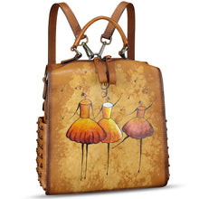 Load image into Gallery viewer, Genuine Leather Satchel for Women Hand Painted Purse Crossbody Handbag Top Handle Bags Handmade Convertible Backpack