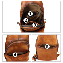 Load image into Gallery viewer, Genuine Leather Sling Bag Retro Crossbody Sling Backpack Handmade Chest Shoulder Daypack Purses Fanny Pack
